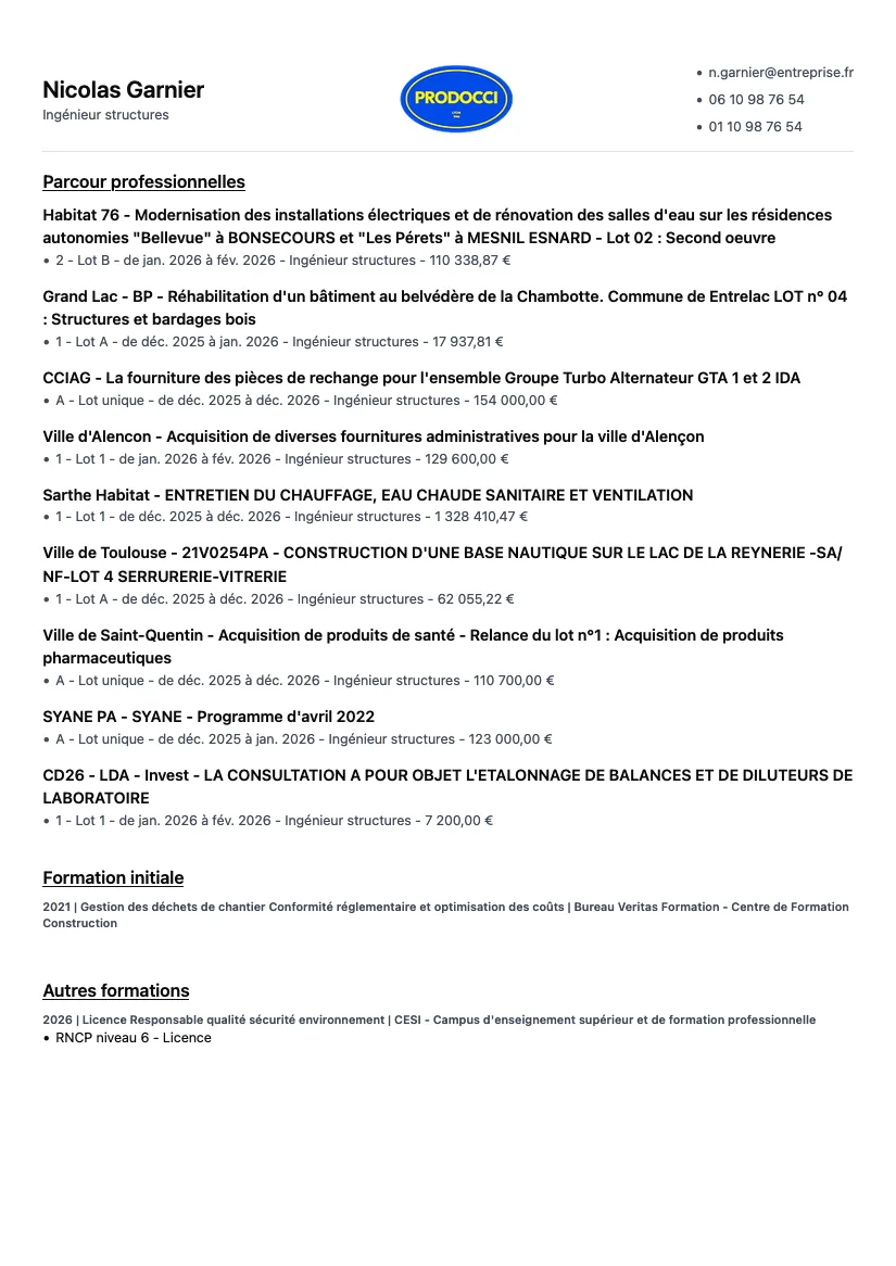 illustration d'un CV format simple